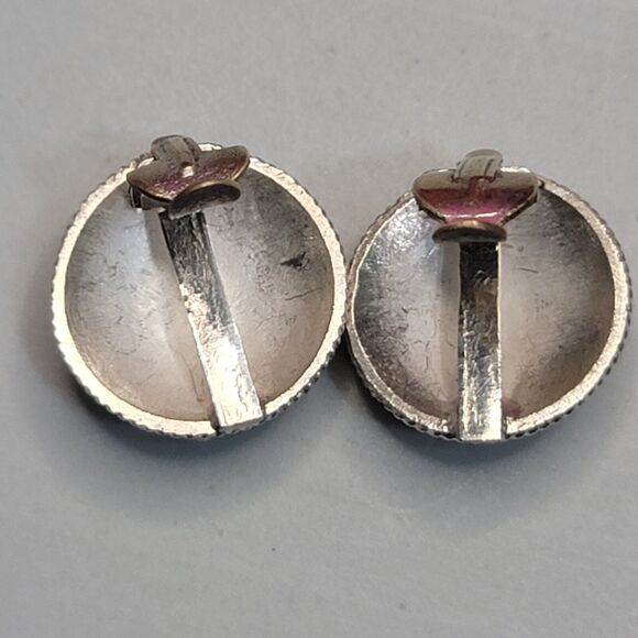 Vintage Sterling Silver Flower Clip On Earrings - Picture 7 of 11